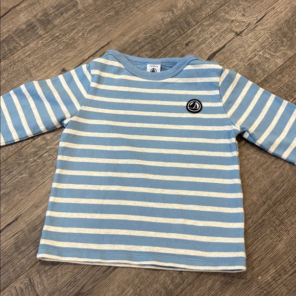 Petit Bateau Sky Blue and White Striped Top - Picture 1 of 8
